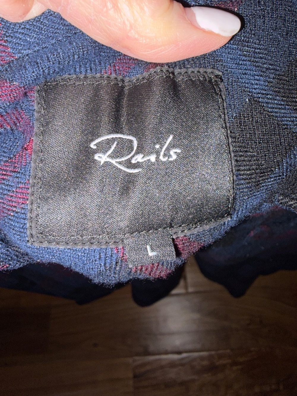 LIKE NEW! Women's Rails Navy/Plum Flannel Button Down - LARGE - Picture 7 of 8